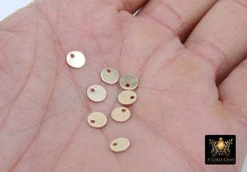 14 K Gold Filled 6 mm Round Disc Charms, 1-10 Pc Tiny Flat Gold Blanks #419, Minimalist 14 20 Jewelry